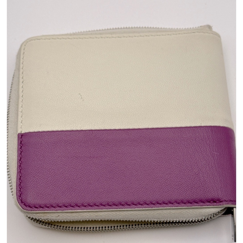 Celine Leather Bicolor Bifold Zip Around Wallet Magenta Cream - Picture 3 of 7